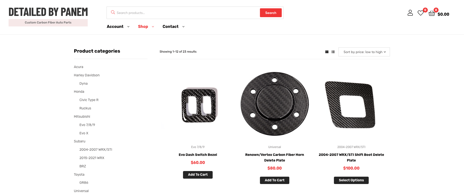 Detailed By Panem auto parts online store shop page