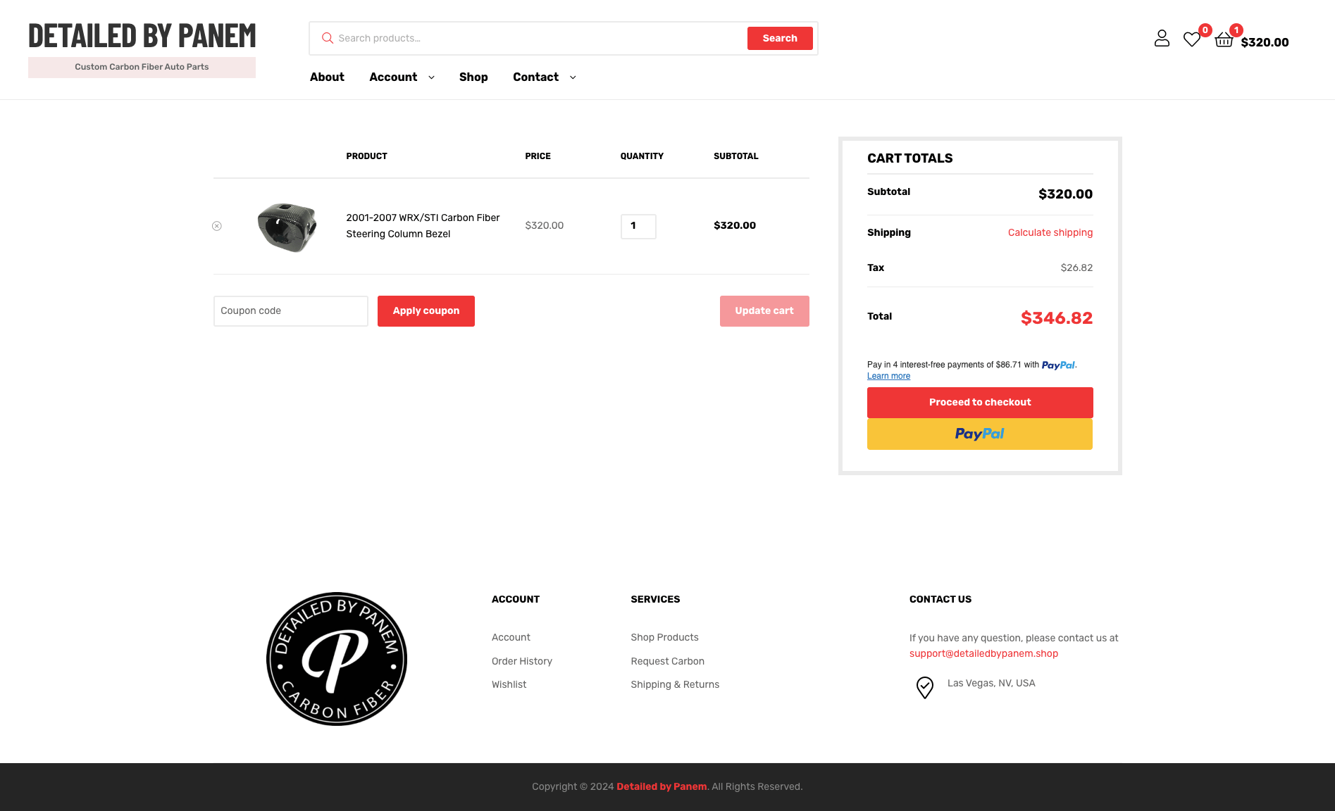 Cart page