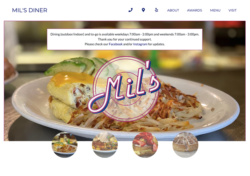 Mil's Diner small business restaurant static website